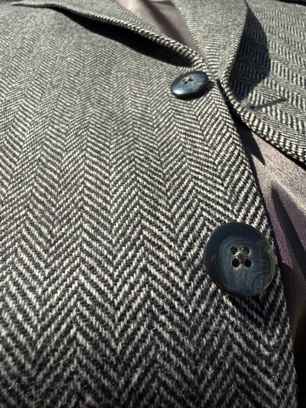 VTG Savile Row Wool Cashmere Blazer Mens 42R Grey Herringbone Tweed Sport Coat
